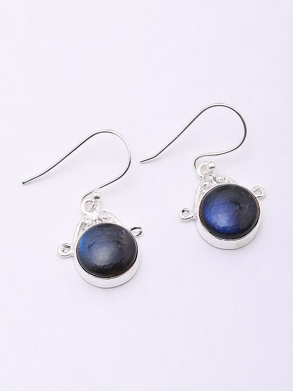 exotic india Round Shape Cabochon Labradorite Hook Earrings 