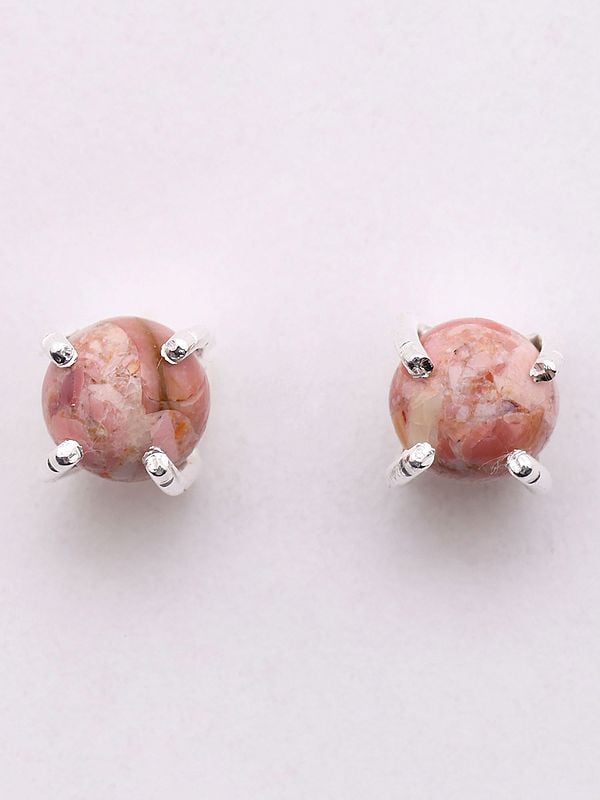exotic india Round Shape Cabochon Pink Turquoise Studs 