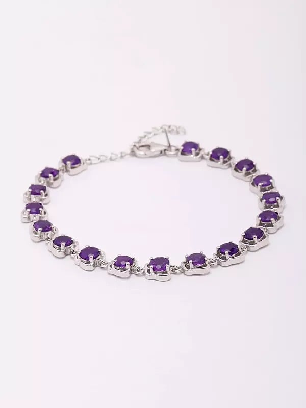 Exotic India Round Shape Faceted Amethyst Gemstone Bracelet 