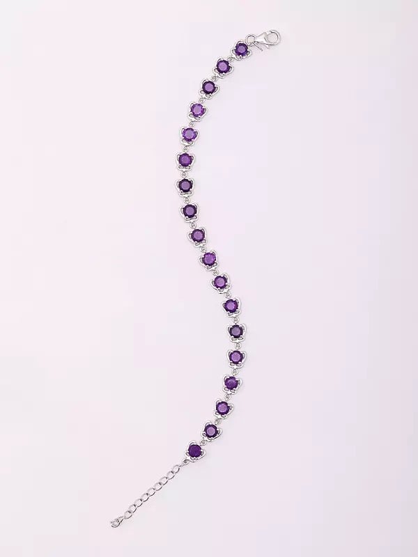 Exotic India Round Shape Faceted Amethyst Gemstone Bracelet 