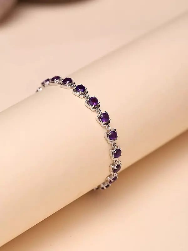 exotic india Round Shape Faceted Amethyst Gemstone Bracelet 