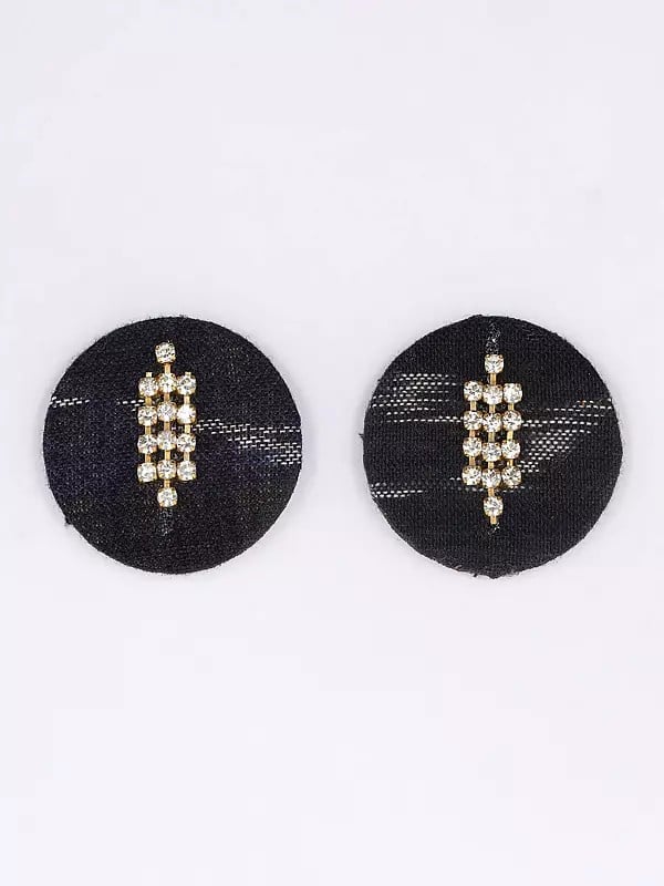 Exotic India Round Shape Handloom Sambalpuri Fabric Choker And Earrings Set 