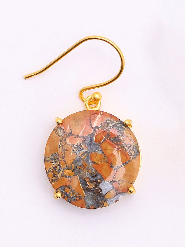 Exotic India Round Shape Maligano Jasper Hook Earrings