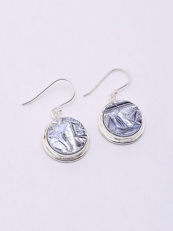 Exotic India Round Shape Silicon Pyrite Hook Earrings 