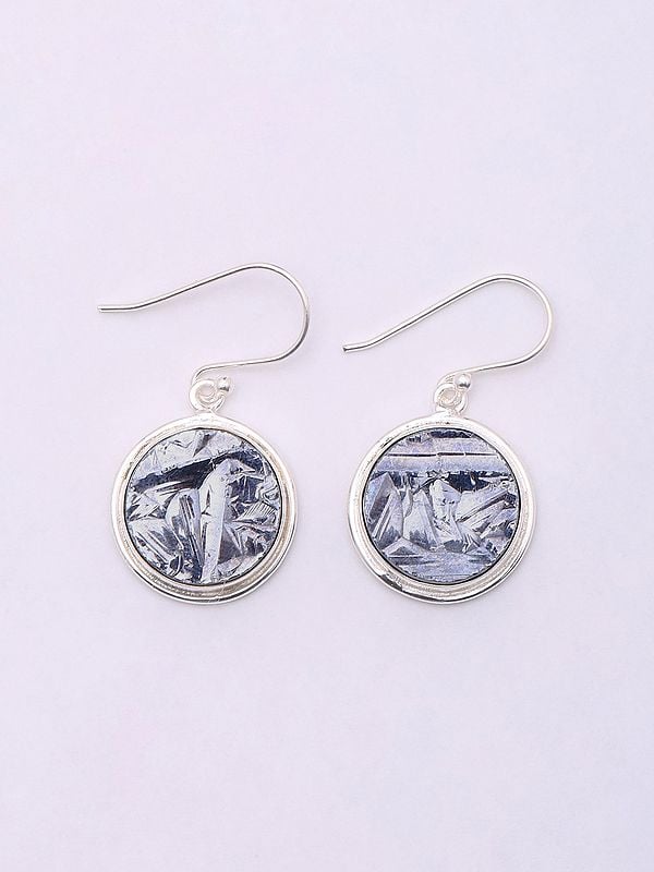 exotic india Round Shape Silicon Pyrite Hook Earrings 