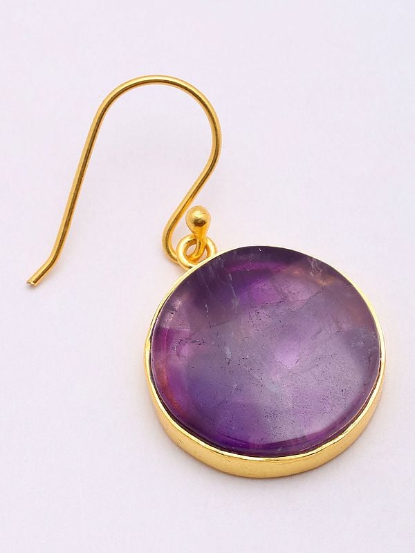 Exotic India Round Shape Star Amethyst Hook Earrings 