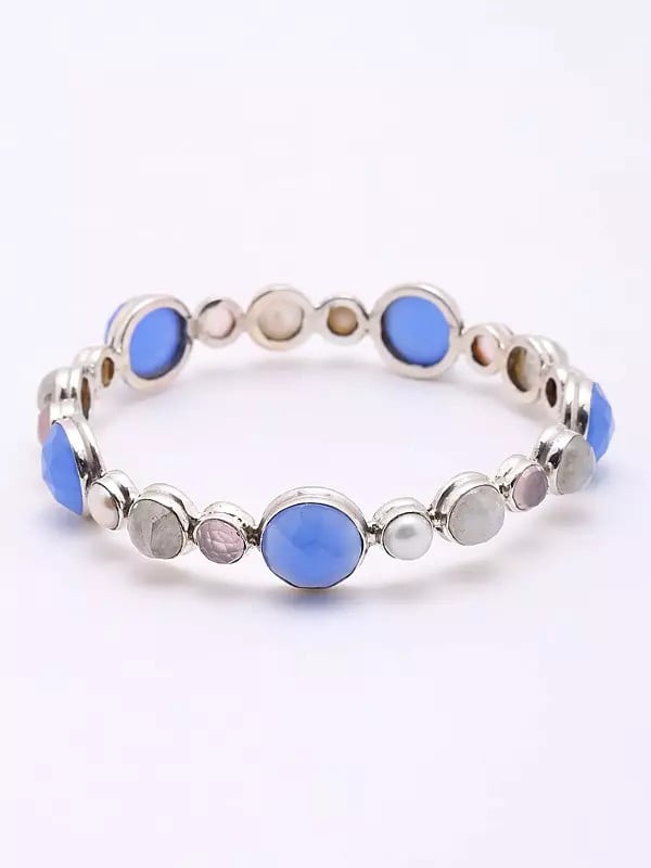 Exotic India Round Shaped Faceted Multi Gemstone Bracelet 