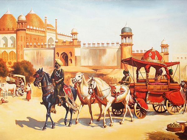 Exotic India Royal Procession In Front Of The Jama Masjid | Without Frame | Oil Painting On Canvas