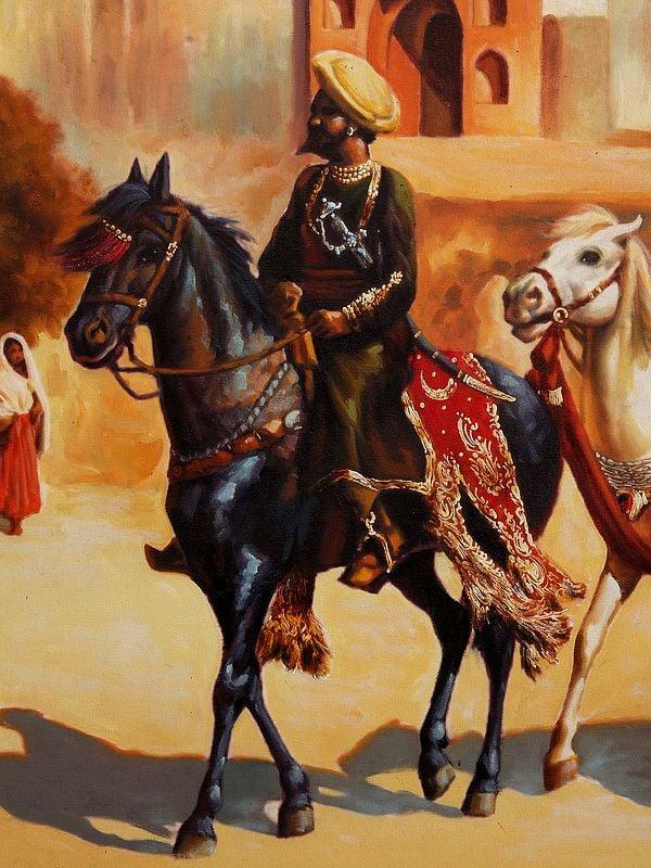 Exotic India Royal Procession In Front Of The Jama Masjid | Without Frame | Oil Painting On Canvas
