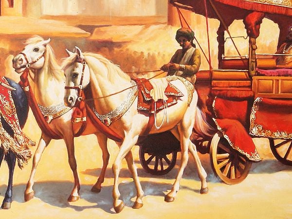 Exotic India Royal Procession In Front Of The Jama Masjid | Without Frame | Oil Painting On Canvas