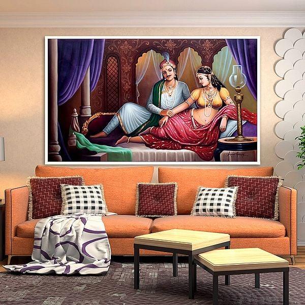 Exotic India Royal Seduction Oil Painting On Canvas 