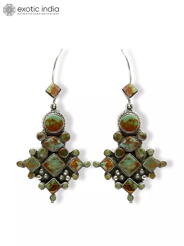 exotic india Royston Turquoise Hook Earrings | Sterling Silver Jewelry