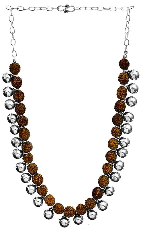 exotic india Rudrakasha Necklace | Indian Sterling Silver Jewelry
