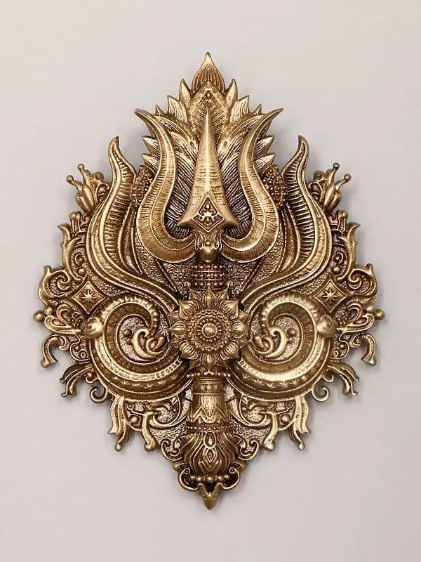 Exotic India Rudraksha Trishul Lapel Pin And Brooch Set 