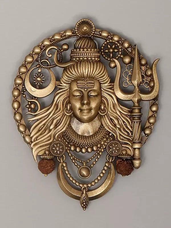 Exotic India Rudraksha Trishul Lapel Pin And Lord Shiva Brooch Set 