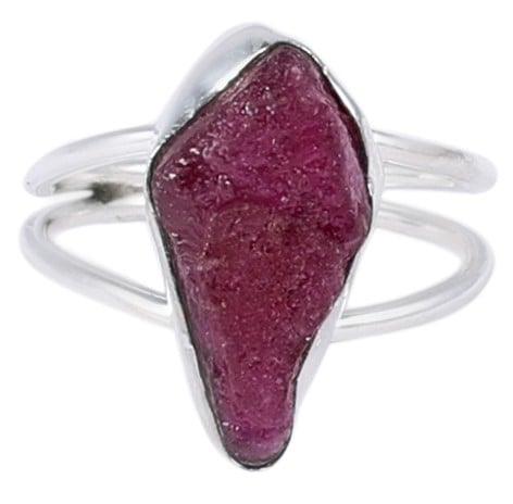 Exotic India Rugged Amethyst Stone Ring With Sterling Silver 