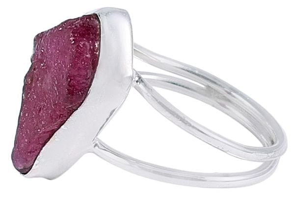 exotic india Rugged Amethyst Stone Ring with Sterling Silver 
