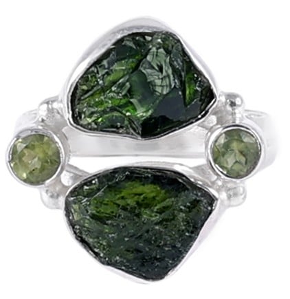 Exotic India Rugged Precious Gemstone Ring With Sterling Silver 
