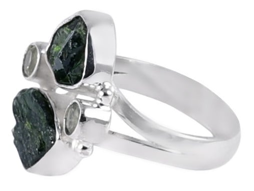 exotic india Rugged Precious Gemstone Ring with Sterling Silver 