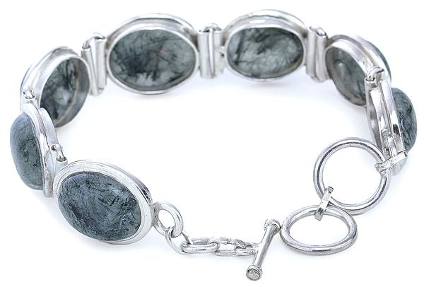 Exotic India Rutilated Beads In Sterling Silver Bracelet