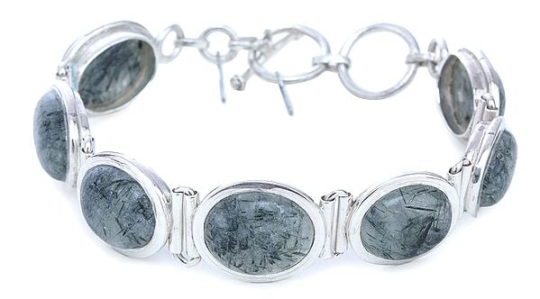 exotic india Rutilated Beads in Sterling Silver Bracelet