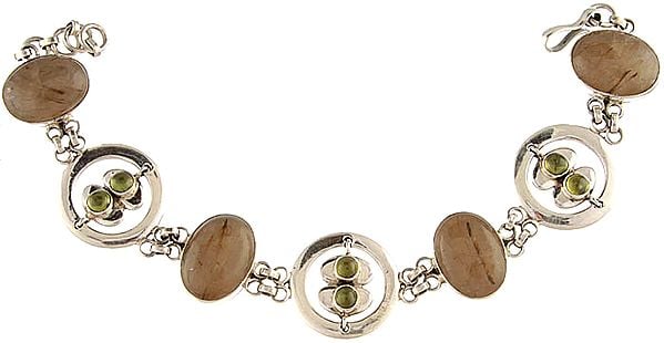 exotic india Rutilated Quartz Bracelet with Peridot 