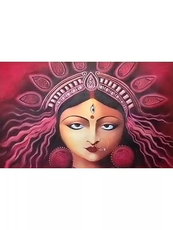 exotic india Sacred Flame Of Durga | Acrylic On Canvas | By Megha Chakraborty 