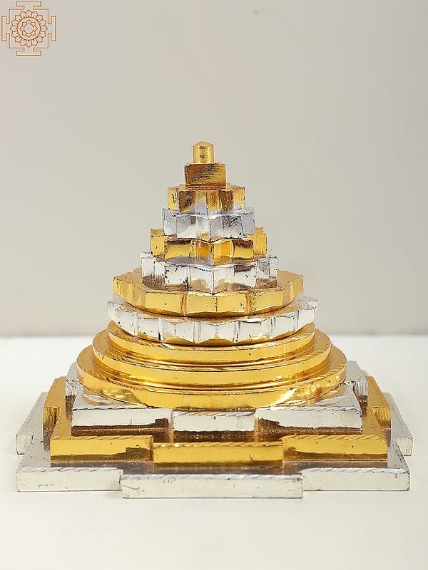 Exotic India Sacred Multi-pyramid Brass Maha Meru Shri Yantra 