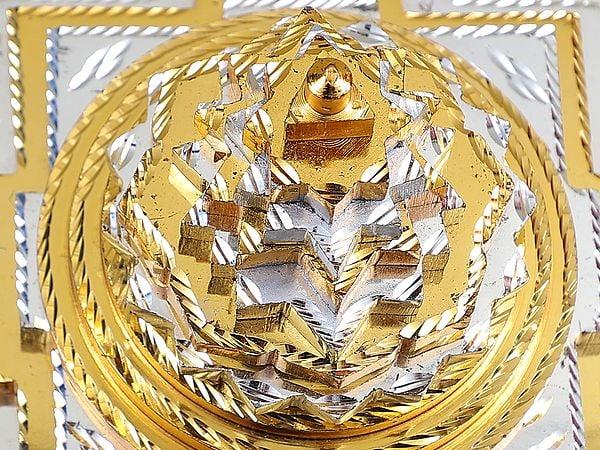 Exotic India Sacred Multi-pyramid Brass Maha Meru Shri Yantra 