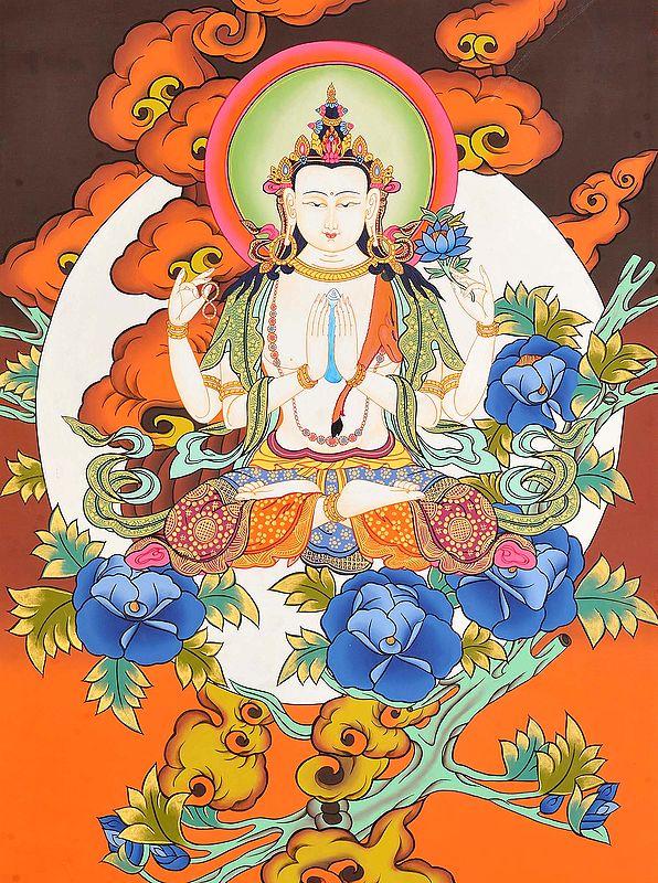 exotic india Sadakshari Lokeshvara In The Lap Of The Moon (Tibetan Buddhist Deity) 