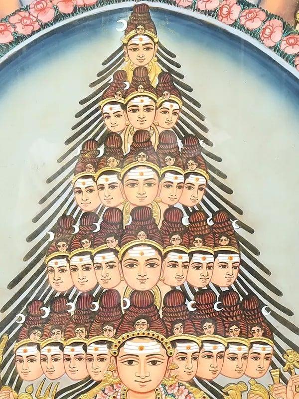 Exotic India Sadashiva - The Eternal Form Of Lord Shiva | Framed Tanjore Painting With Gold Work 