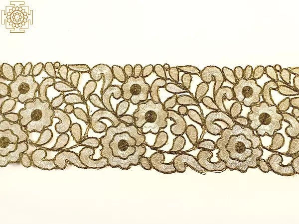 Exotic India Sahara-Sun Zardozi Border With Floral Cut Work 