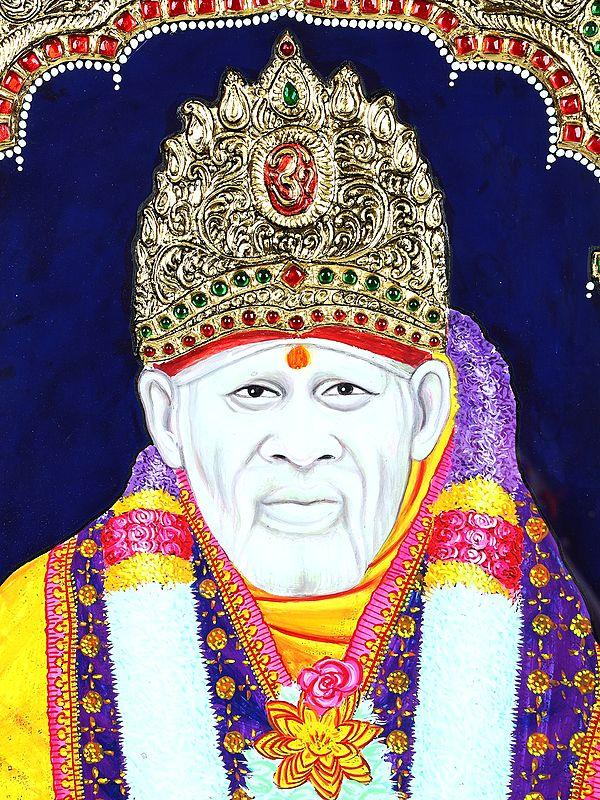 Exotic India Sai Baba | 24 Karat Gold Work | Framed Tanjore Painting 