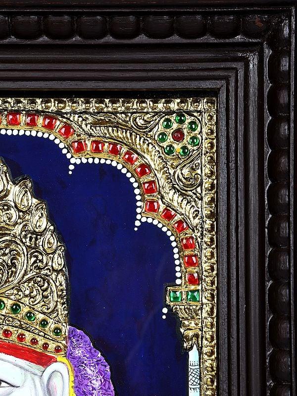 Exotic India Sai Baba | 24 Karat Gold Work | Framed Tanjore Painting 