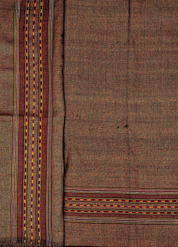 exotic india Salwar Kameez Fabric from Kullu with Kinnauri Hand-Woven Border 