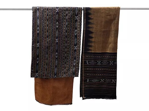 exotic india Salwar Kameez Fabric from Pochampally with Ikat Weave 