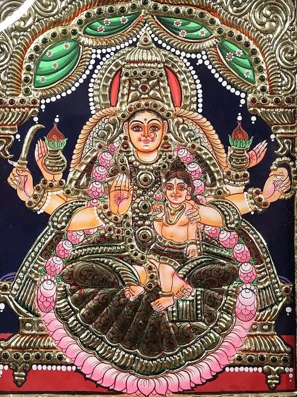 Exotic India Sanathana Lakshmi | Traditional Colors With 24 Karat Gold | With Frame