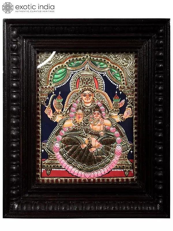 exotic india Sanathana Lakshmi | Traditional Colors with 24 Karat Gold | With Frame 