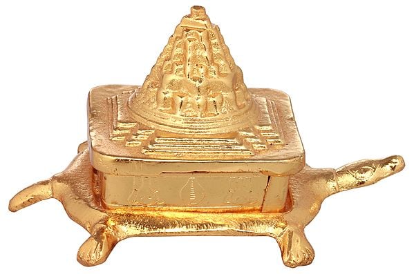 exotic india Sanctified Shri Yantra on Golden Tortoise for Vastu 
