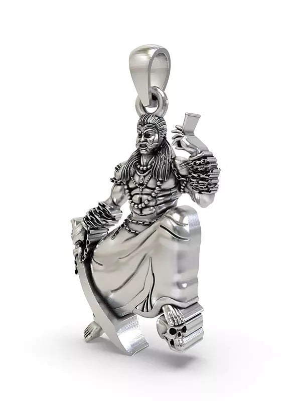 Exotic India Sangili Karuppar Sterling Silver Pendant 