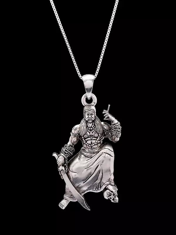 Exotic India Sangili Karuppar Sterling Silver Pendant 