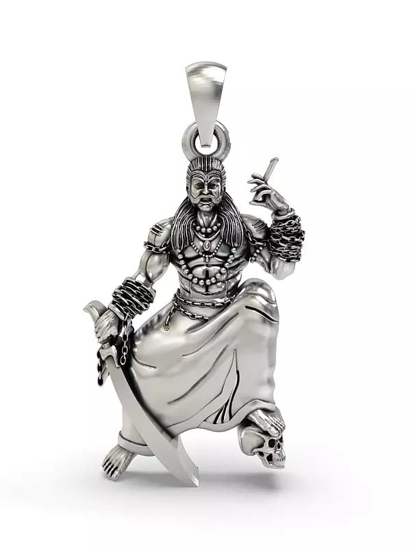 exotic india Sangili Karuppar Sterling Silver Pendant 