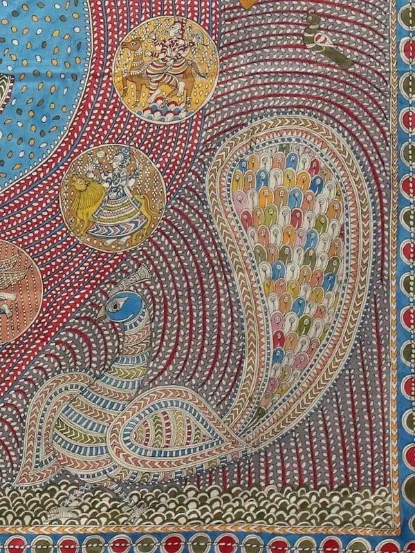 Exotic India Saraswati Mata Surrounded By Gods - Mata Ni Pachedi | Madarpat Cotton | By Dilip Chitara 