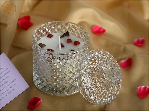 exotic india Scented Candle Jar with Gemstone Crystal