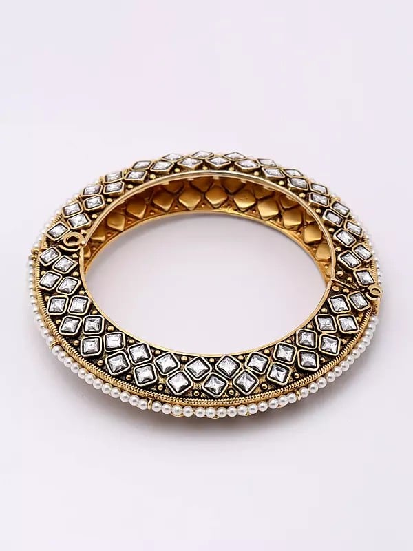 Exotic India Screw Openable Kundan Studded Pair Of Bangles 