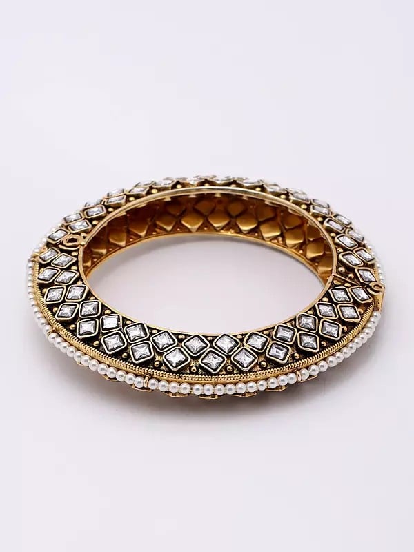 Exotic India Screw Openable Kundan Studded Pair Of Bangles 