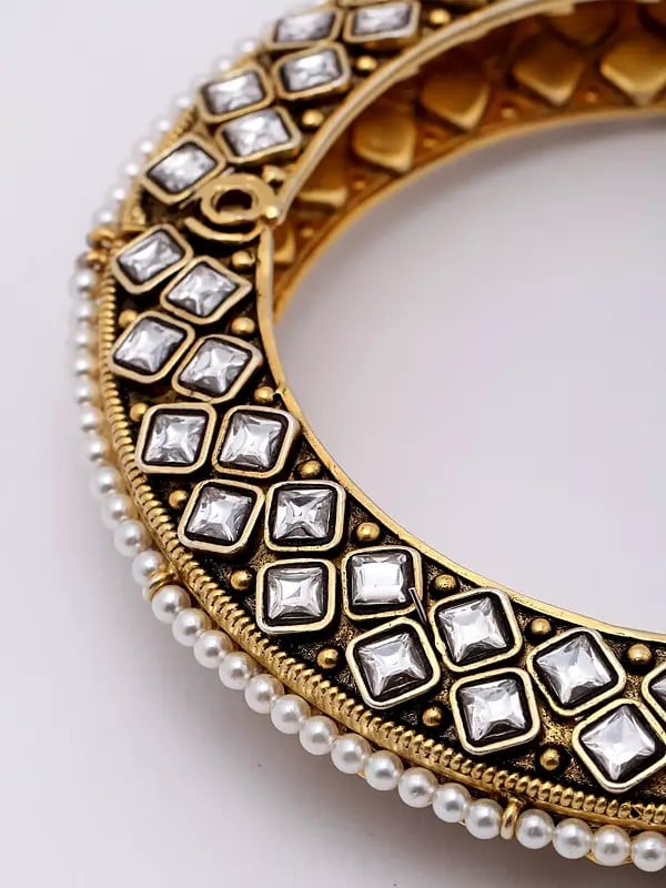 Exotic India Screw Openable Kundan Studded Pair Of Bangles 