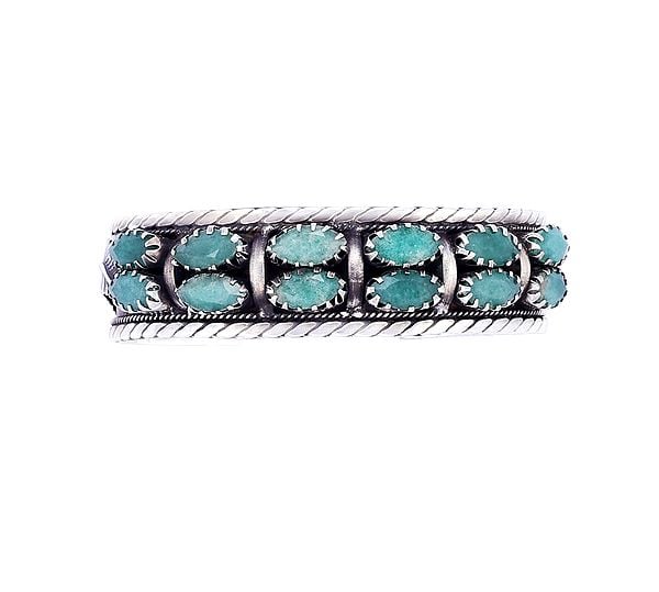 Exotic India Sea-green Emerald Sterling Silver Bracelet