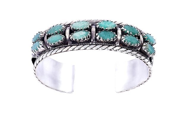 exotic india Sea-green Emerald Sterling Silver Bracelet 