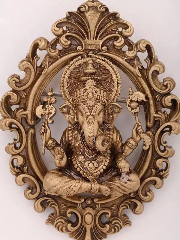 Exotic India Seated Chaturbhuja Lord Ganesha Brooch 